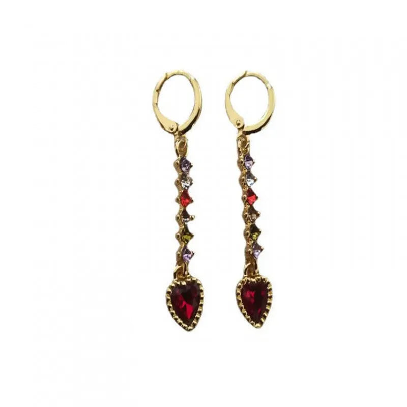 Women's gold and silver heart-shaped alloy earrings with electroplated finish