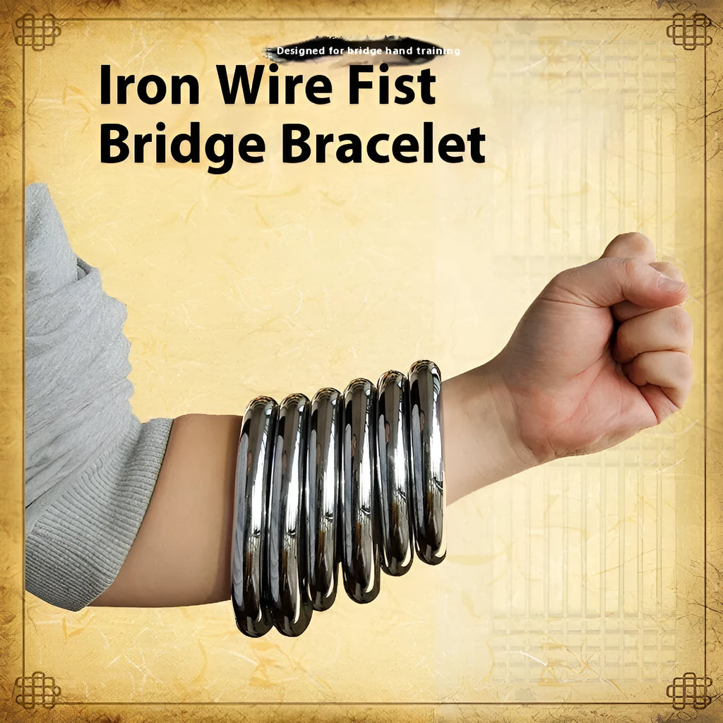 Iron Arm Skill Wing Chun carbon steel power training ring in three sizes on a plain background.