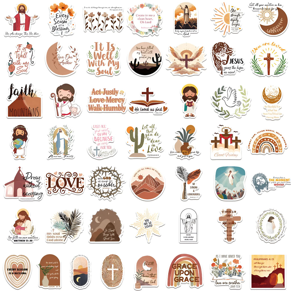 Pack of 50 colourful graffiti stickers with random printed patterns for wall decoration