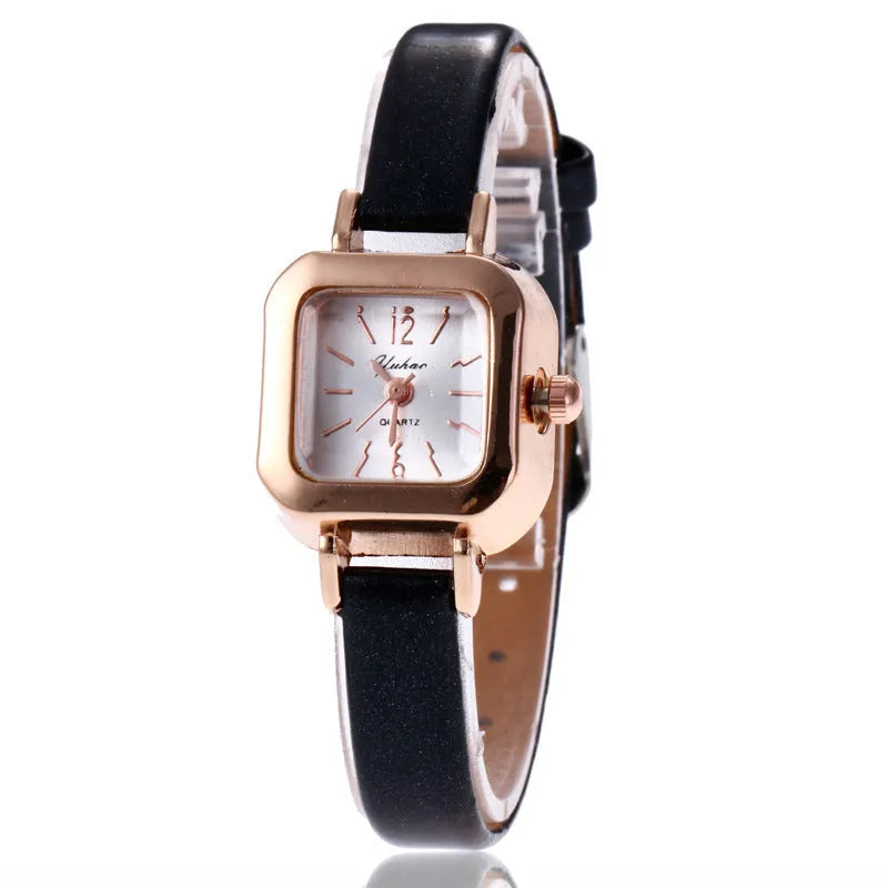 Women's alloy fashion watch in black, white, pink, or brown colour with 10mm thickness