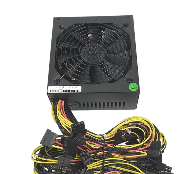 Black ATX server power supply unit with multiple cable connectors for high-wattage computing systems