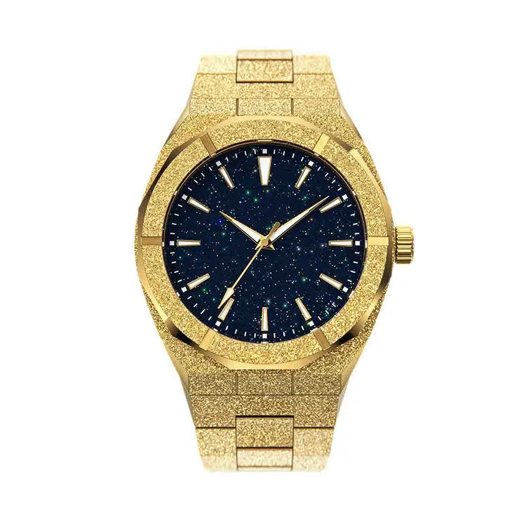 Stainless steel men's waterproof watch with 42mm dial and butterfly buckle