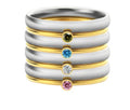 December birthstone engraved titanium steel ring in geometry shape on a size chart.