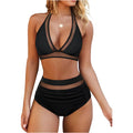 Women's polyester fibre bikini swimsuit with split design and briefs style