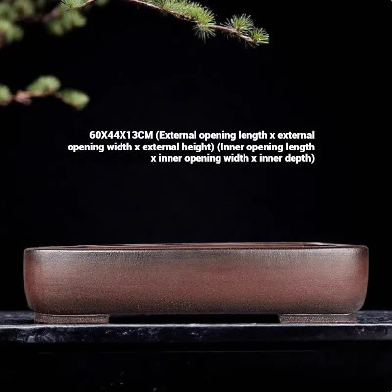 Handmade rectangular purple clay flower pot with antique finish for indoor plants