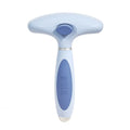 Double row stainless steel dog grooming comb in azure light blue colour
