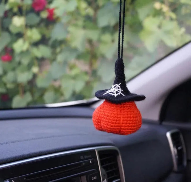 Plush hand-woven cartoon automobile hanging ornament for rear-view mirror decoration