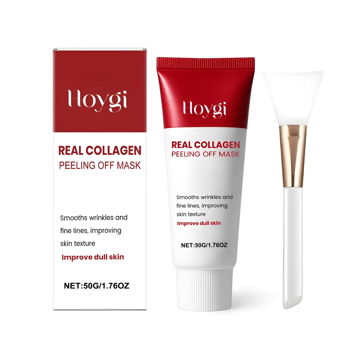 Collagen peel-off mask 50g container with application brush for facial use