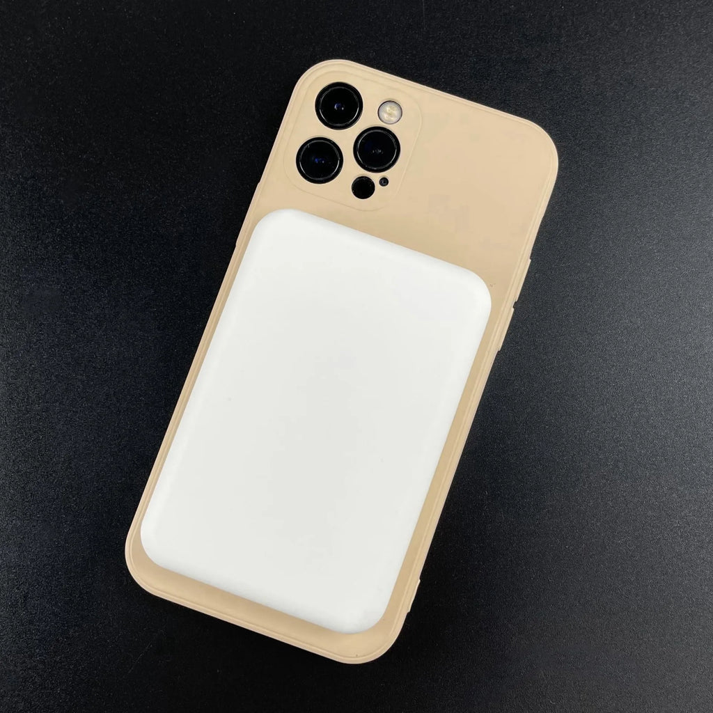 White magnetic wireless charger power bank with 5000mAh capacity showing compact PVC design