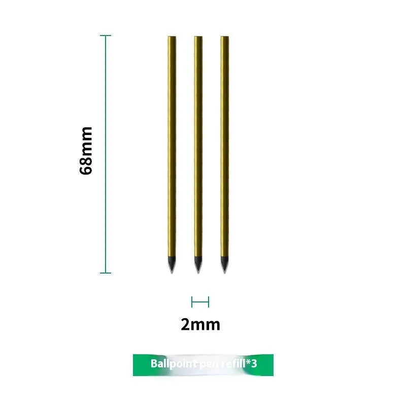 Loose leaf spiral notebook paper refill with 64 pages, metal pen core, and nine ballpoint, pencil, and plastic refills