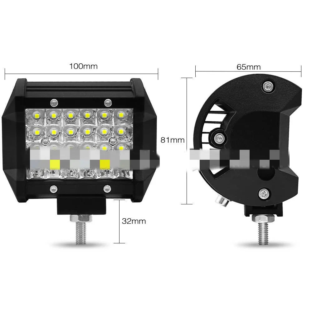 Black 4 row LED strip light with aluminium housing and stainless steel brackets for vehicle lighting modification