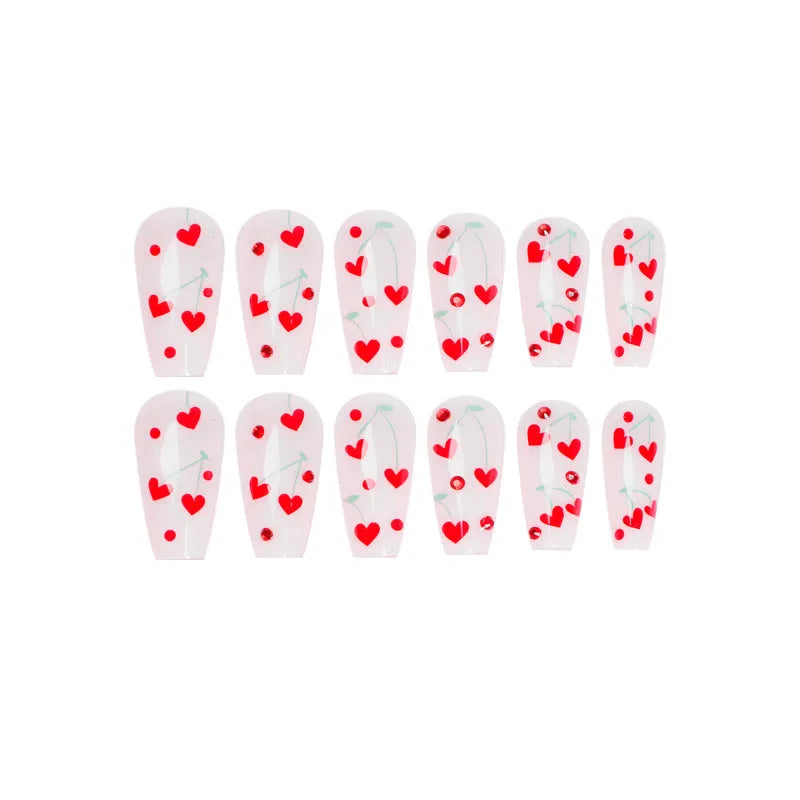 French love red diamond small cherry nail armour pieces with adhesive glue in JP1601 colour