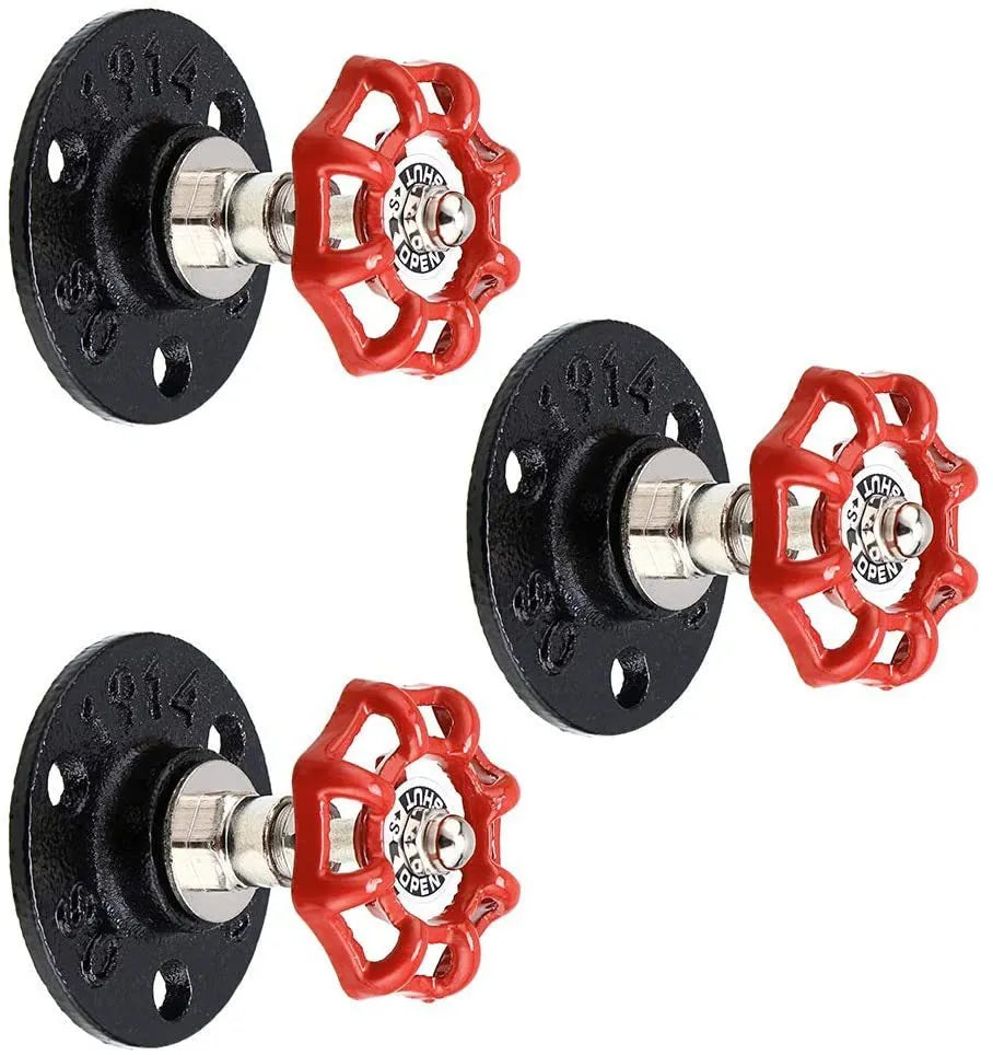 Water pipe style metal towel rack hook in black, green, or red on a white wall