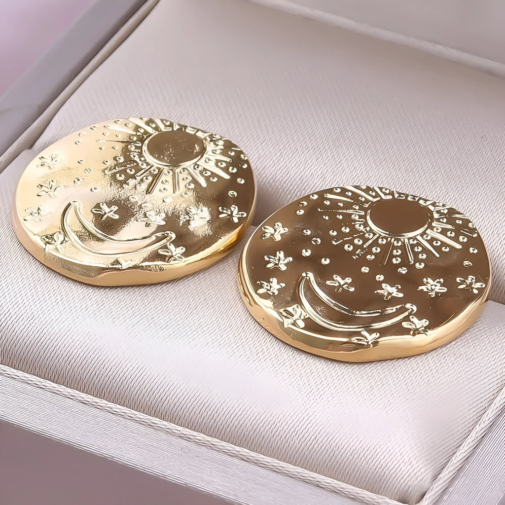 Geometric shell design stainless steel cartilage stud earrings in gold and silver colour options