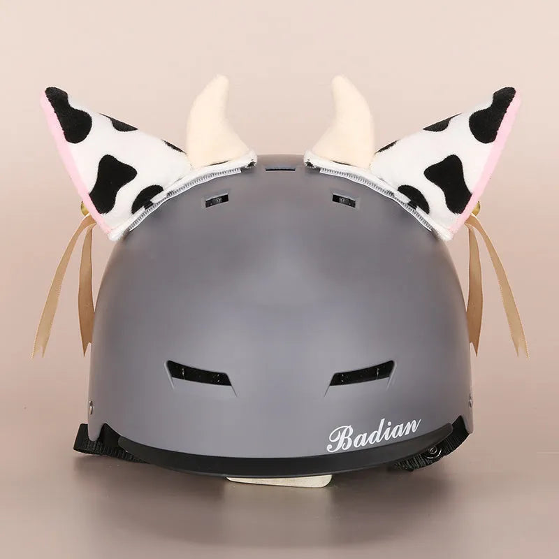Cartoon character plush fabric helmet ear decoration cover for medium-sized helmets.