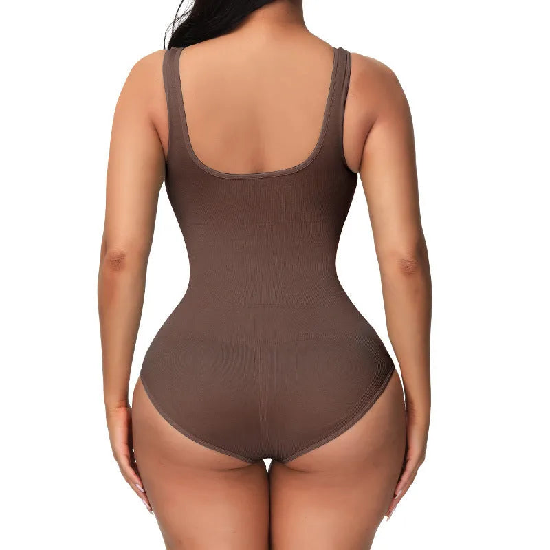 Women's seamless nylon corset bodysuit for waist support and body sculpting