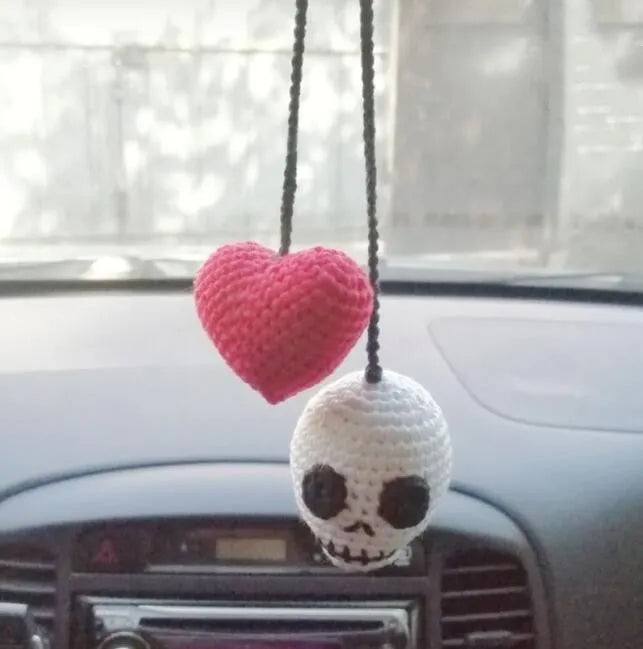 Plush hand-woven cartoon automobile hanging ornament for rear-view mirror decoration