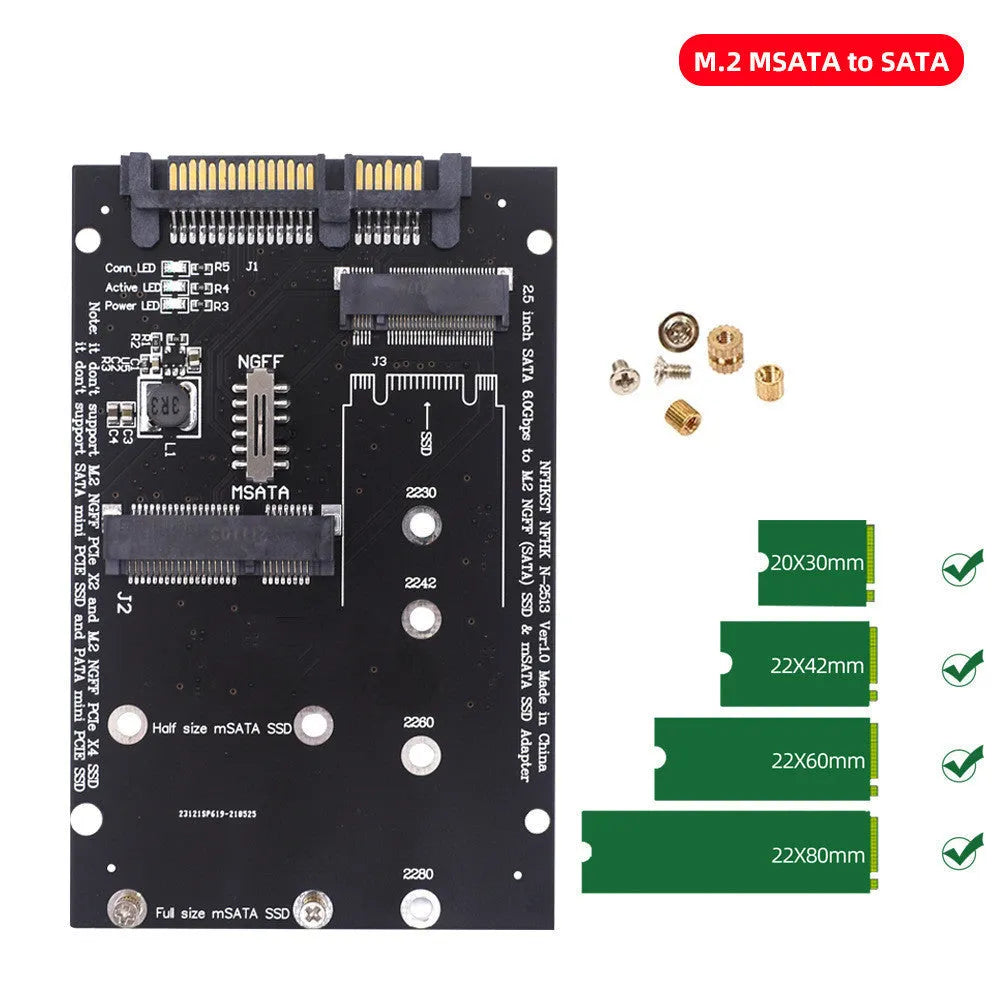 SATA3 to M.2 NGFF mSATA SSD conversion adapter card in black or blue colour