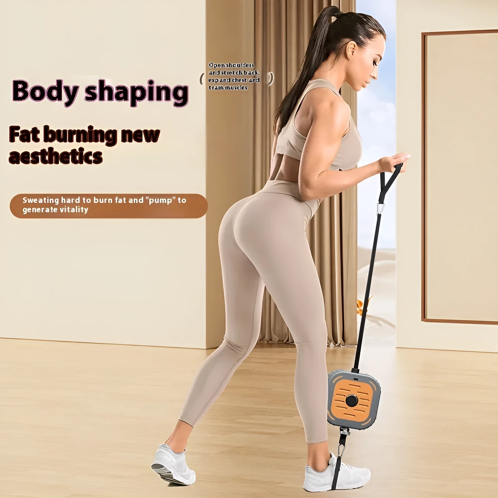 Adjustable power pump chest expander strength training equipment in orange and navy blue colours