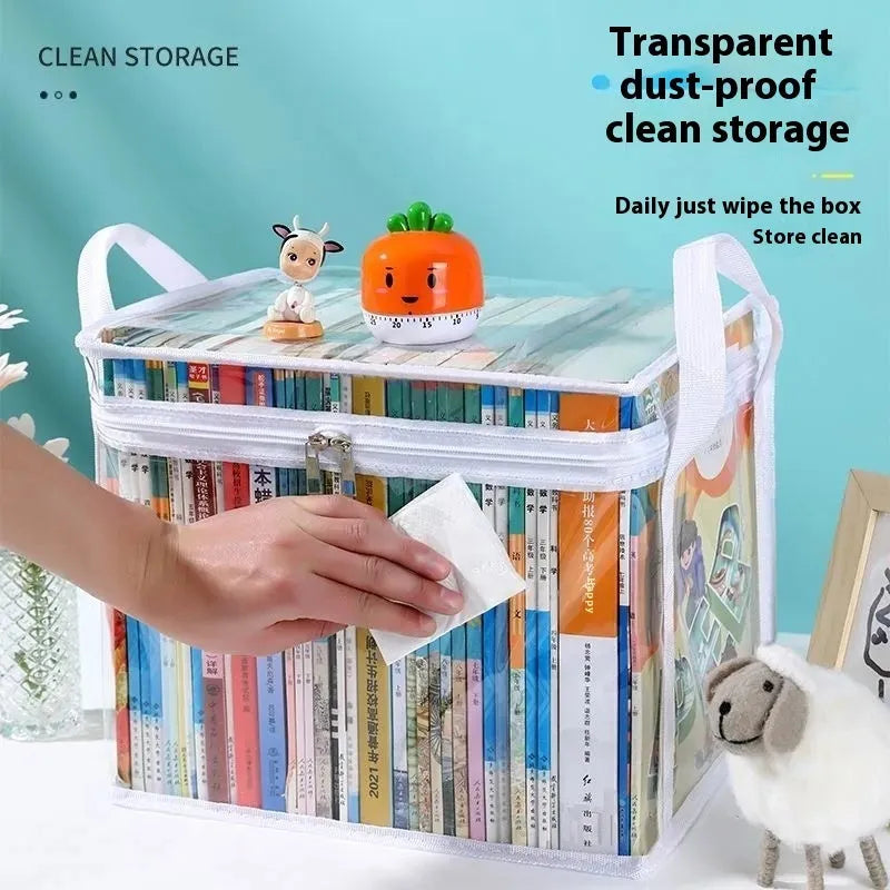 Large white foldable PVC storage bag with sealing function and transparent visible sections