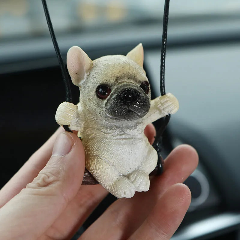 Resin bulldog cartoon-style car hanging ornament for rearview mirror decoration