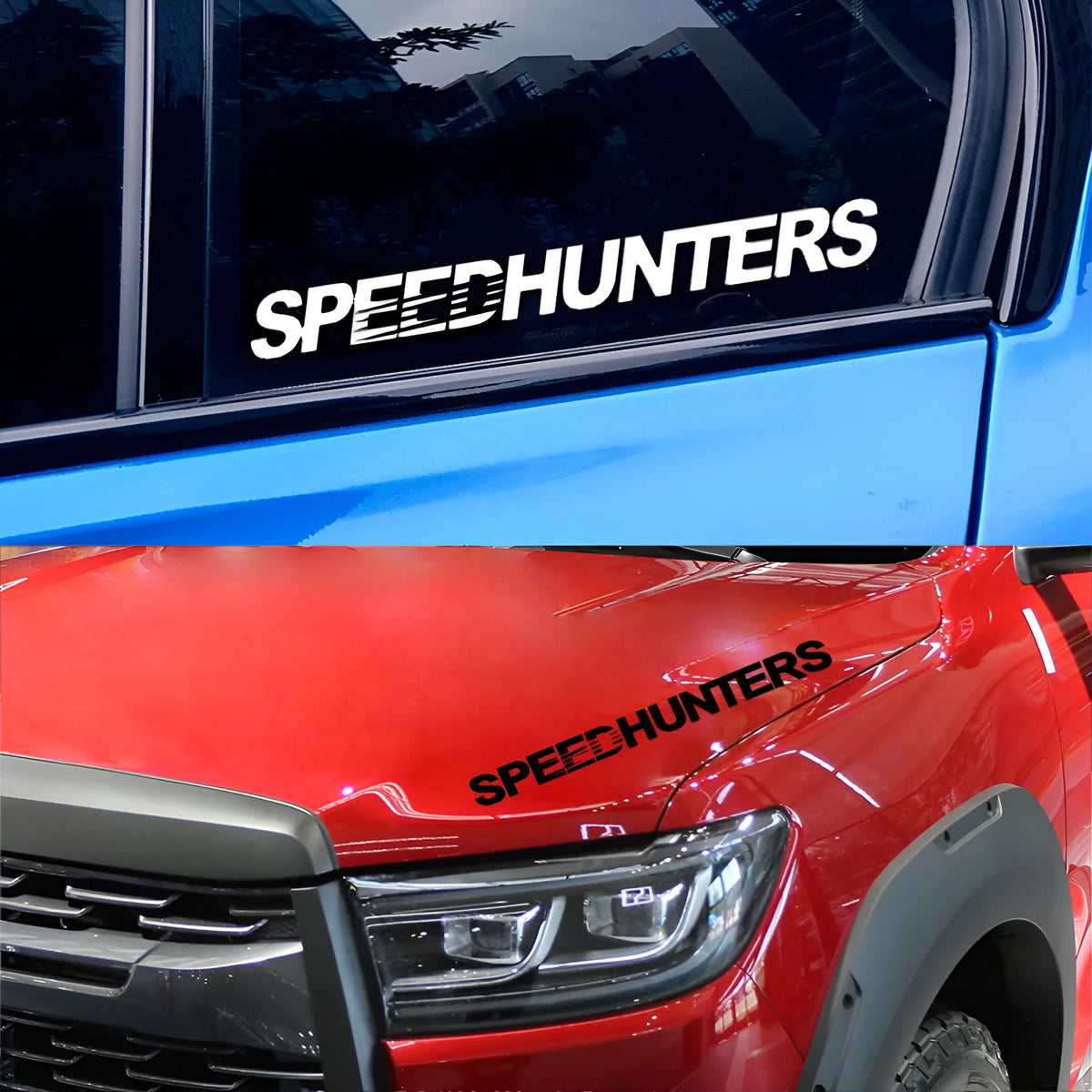 Speed Hunters reflective vinyl car sticker in multiple colours measuring 59 by 10 centimetres