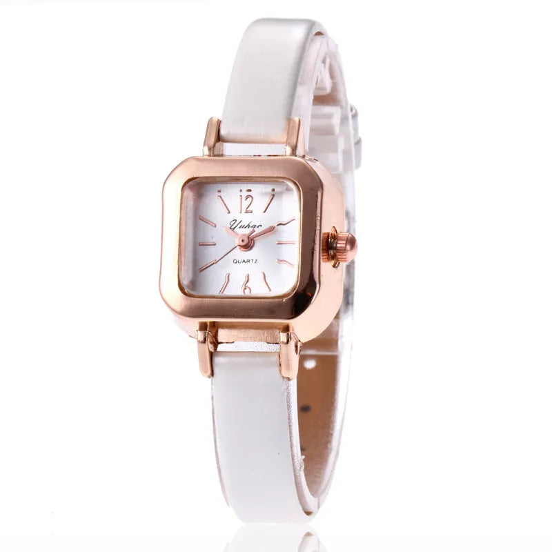 Women's alloy fashion watch in black, white, pink, or brown colour with 10mm thickness