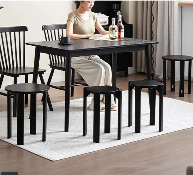 Stackable round metal dining stool in modern simplicity design with four colour options