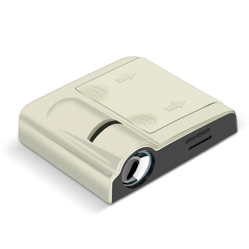 Black and beige ABS plastic car decorative projection radium lamp body measuring 6.5cm x 6.3cm