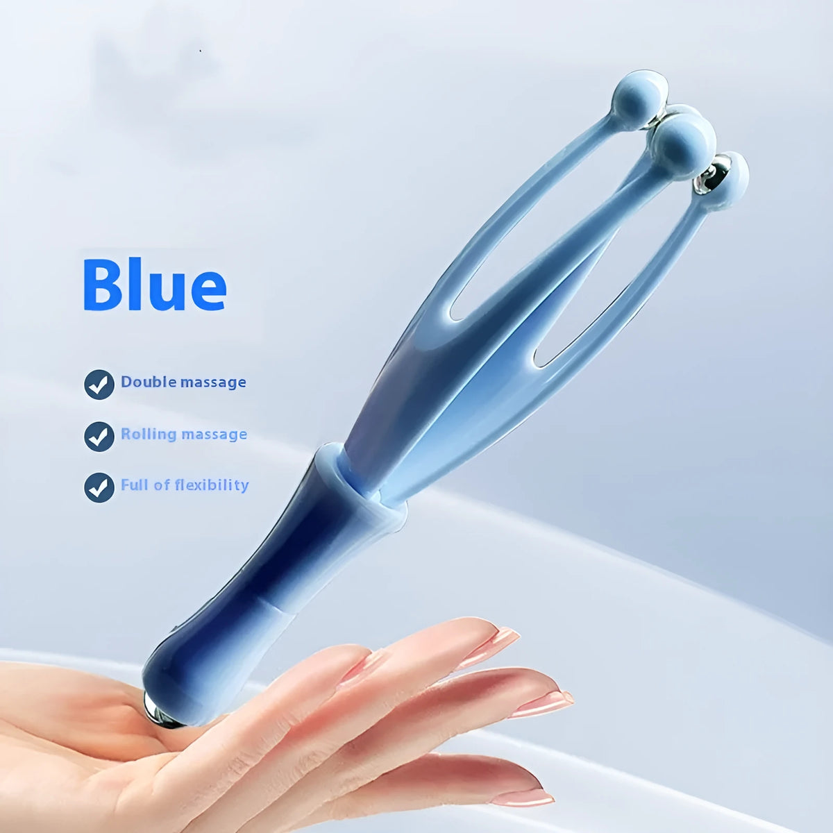 Blue and white steel ball finger massager for hand joint roller care