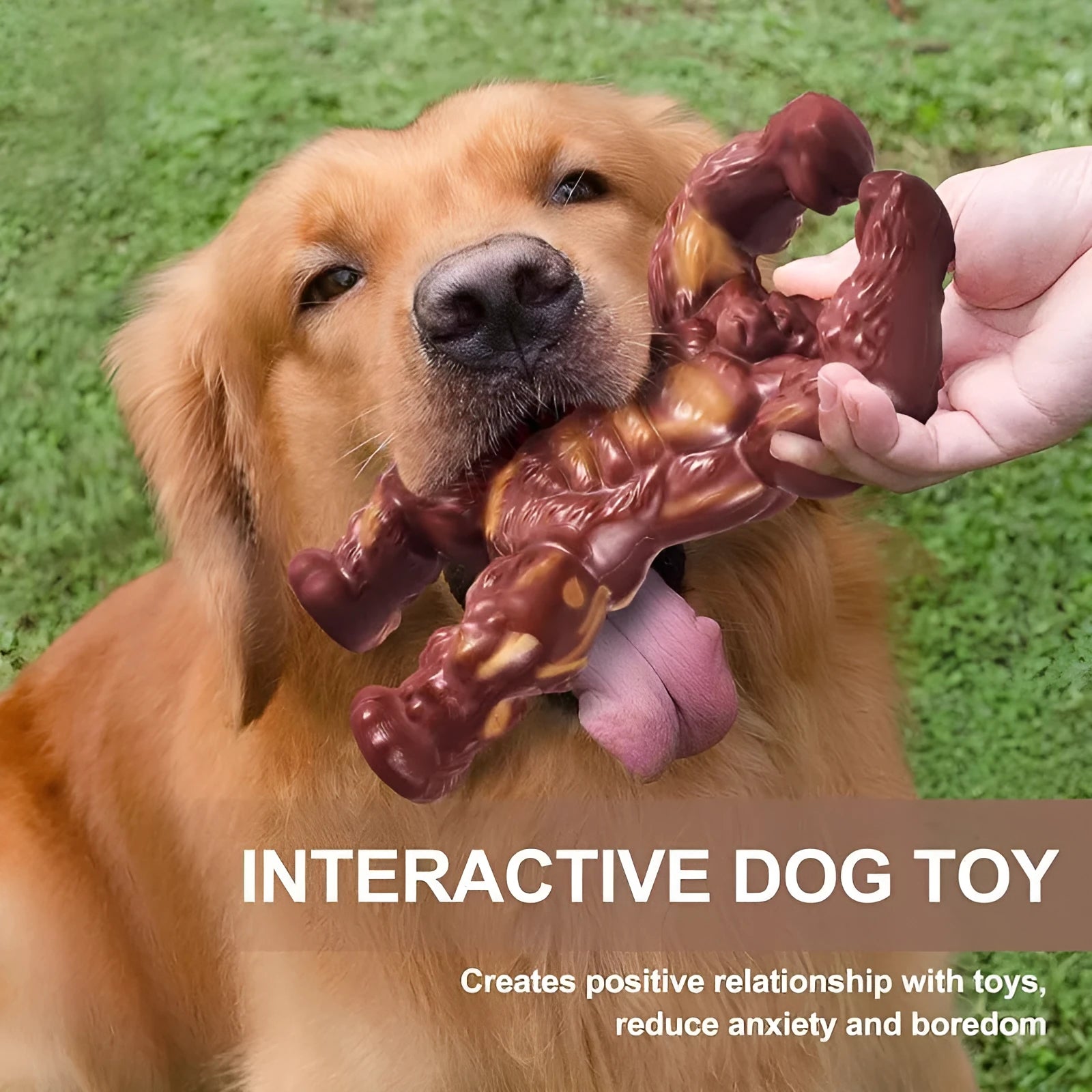 Scarlet red nylon dog chew toy with textured surface measuring 10.7×17.2×5cm