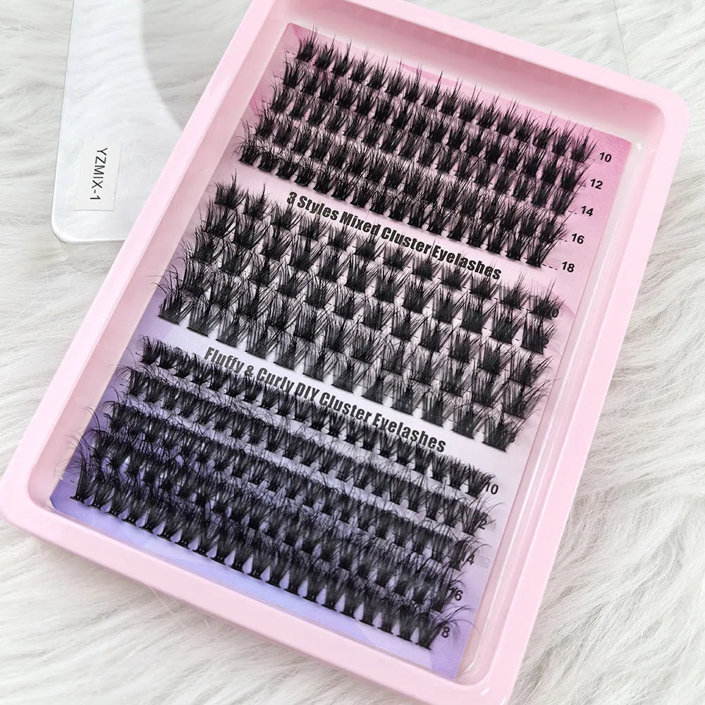 Black large capacity eyelash storage box showing dimensions and false eyelash organisation