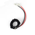 Black plastic H7 LED headlight adapter bracket with copper wiring for Volkswagen cars.