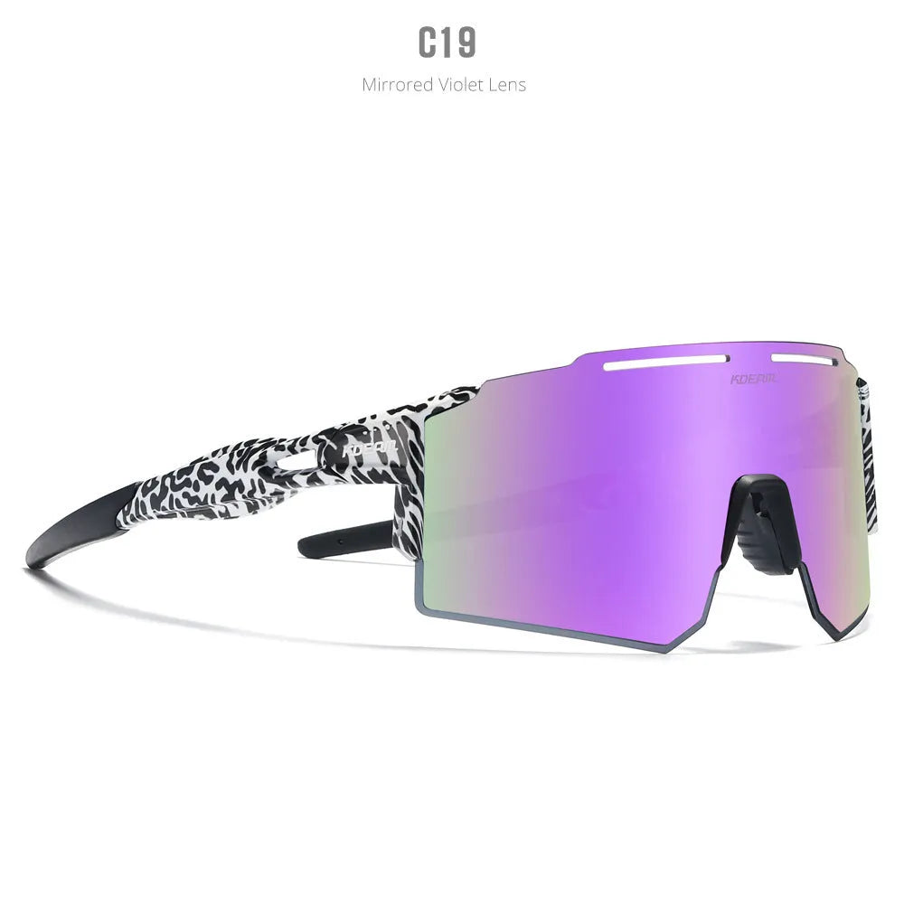 Polarised cycling sunglasses with frameless ultralight TR90 frames in a sporty style.