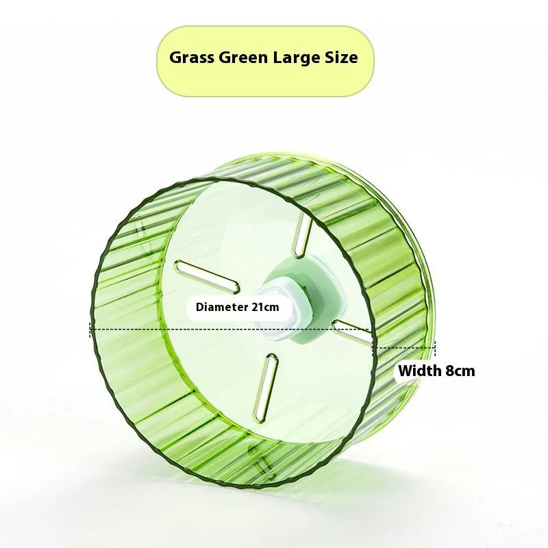 Parrot wheel running toy for birds in transparent plastic with rotating mechanism