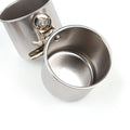 Stainless steel outdoor bird feeder for cages in natural metal colour.