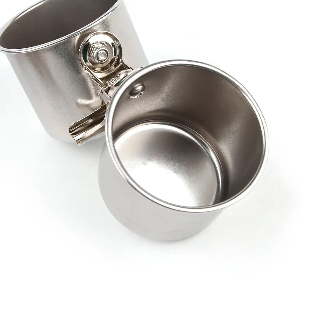 Stainless steel outdoor bird feeder for cages in natural metal colour.