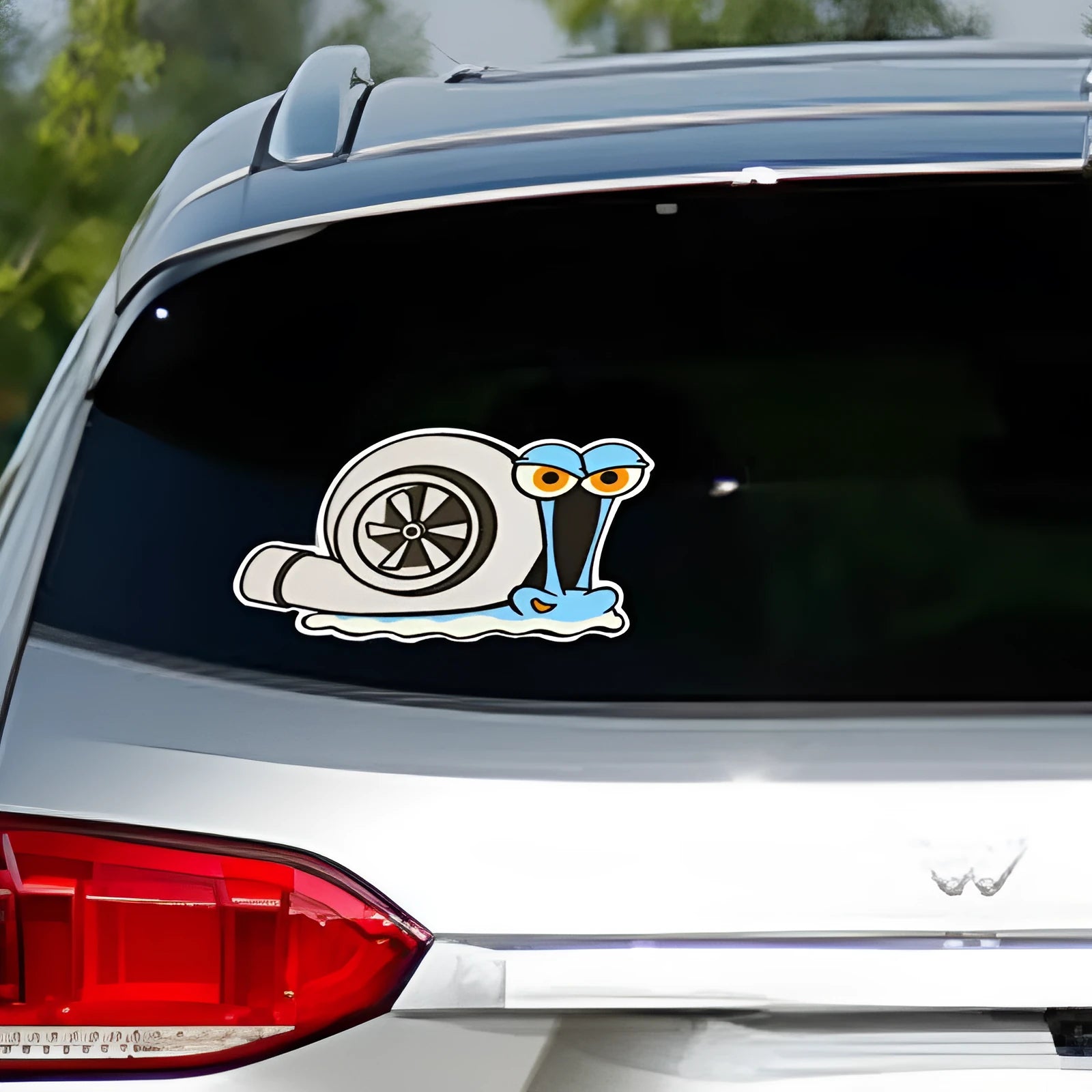 Reflective car sticker with snail cartoon pattern measuring 12cm by 8cm
