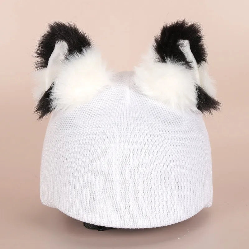 Cartoon character plush fabric helmet ear decoration cover for medium-sized helmets.