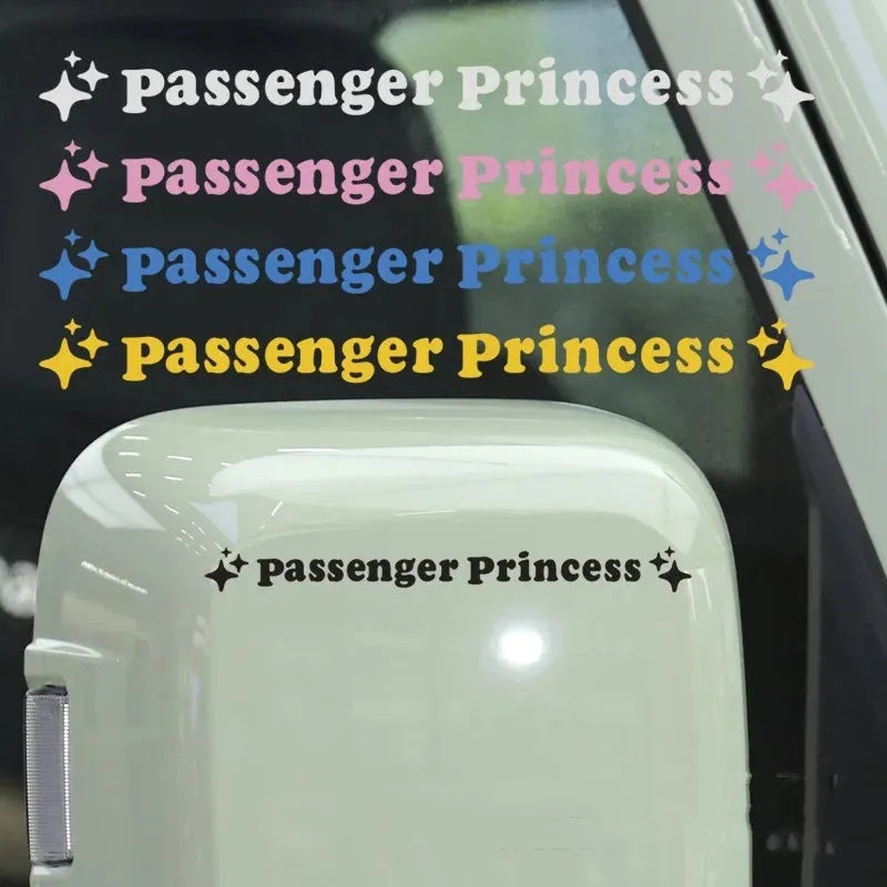 Passenger princess rearview mirror decorative sticker measuring 12.5cm in diameter with colour options including reflective finishes