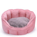 Plush cat bed house 46x46x23cm in grey, green, pink, or yellow, winter warm kennel mat