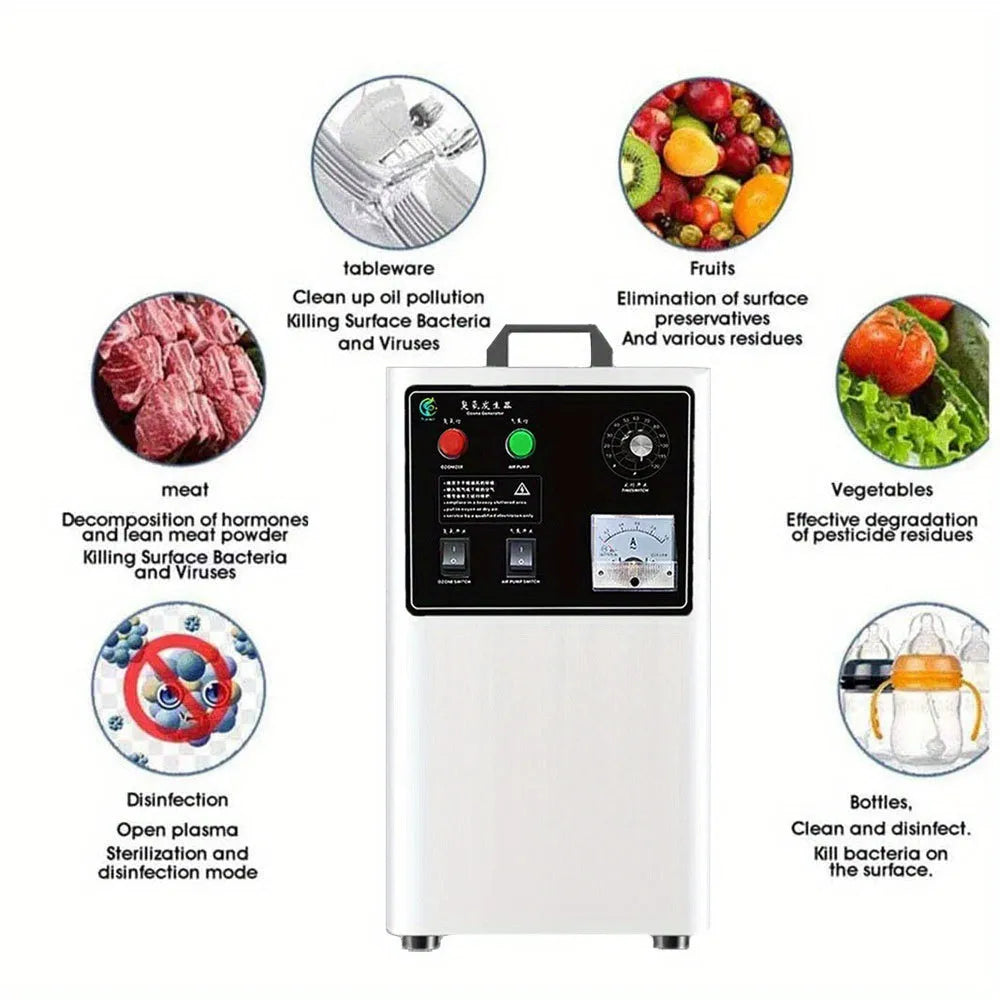 White or stainless steel ozone generator machine for fruit and vegetable treatment with air cooling