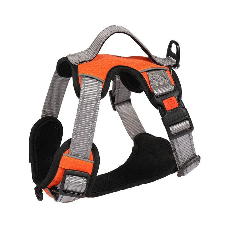 Polyester dog chest strap vest with optional hand-held rope in various colours for medium to extra-large dogs
