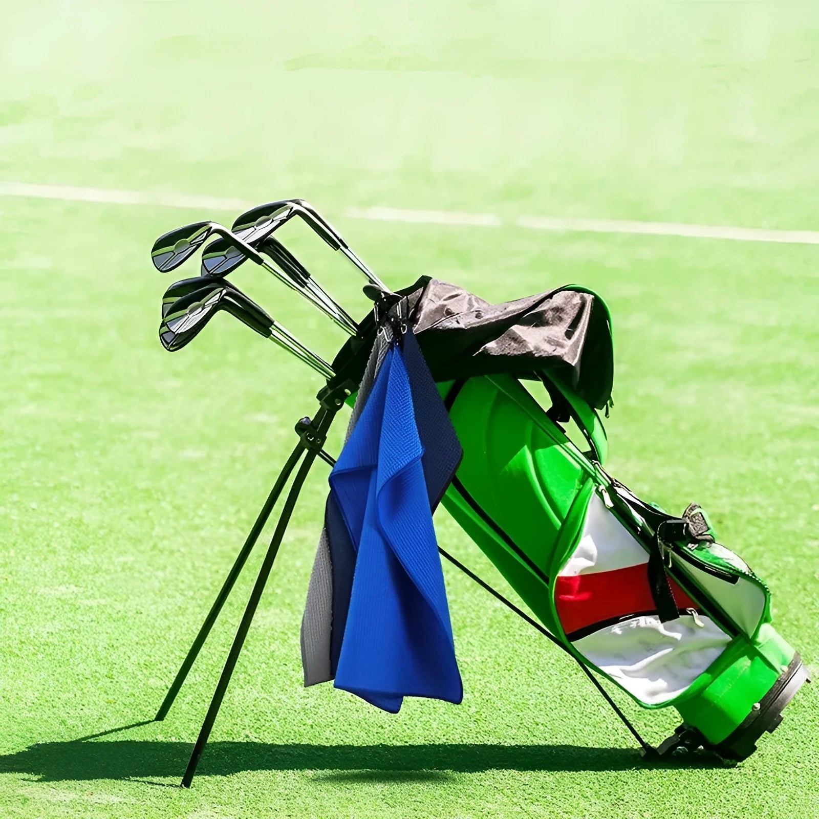 Waffle weave golf ball cleaning cloth towel showing textured surface in selected colour