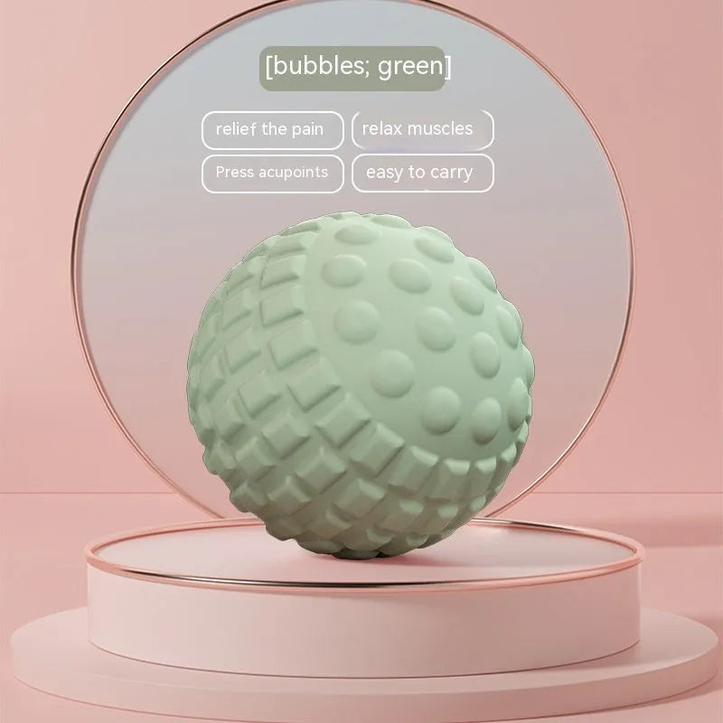 Blue TPR foot massage ball with 6cm diameter on a plain background