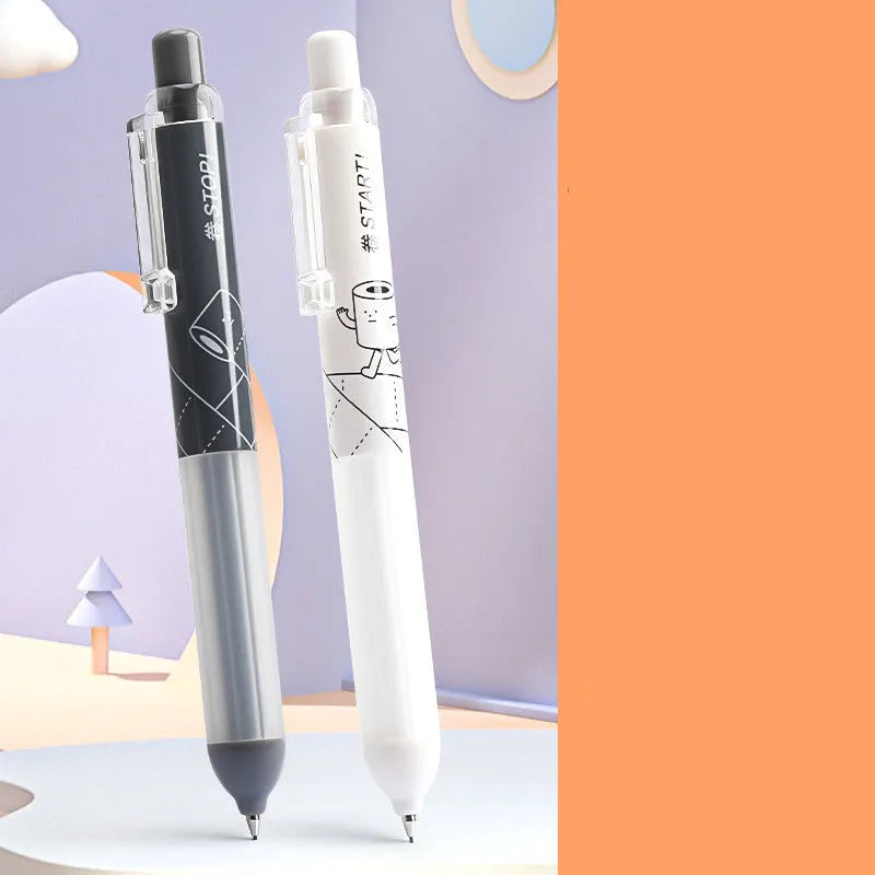 White and black 0.5mm automatic pencils with cloud grip design on plastic body