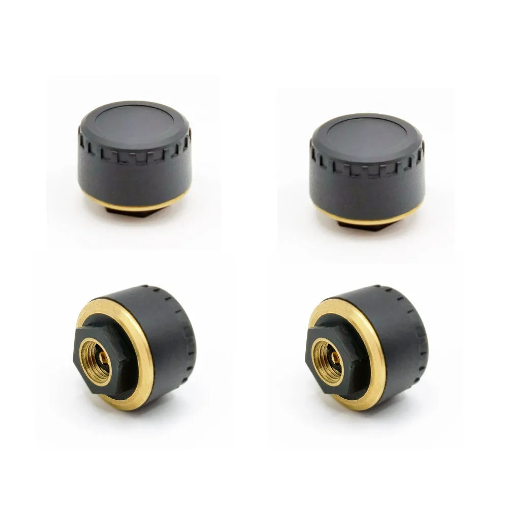 Black external Bluetooth tire pressure monitor sensor set of 4 with IP67 waterproof rating for car wheels