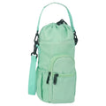 Canvas water bottle pouch with crossbody strap in black, green or pink colours