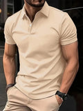 Men's slim fit solid colour cotton blend short sleeve button down shirt