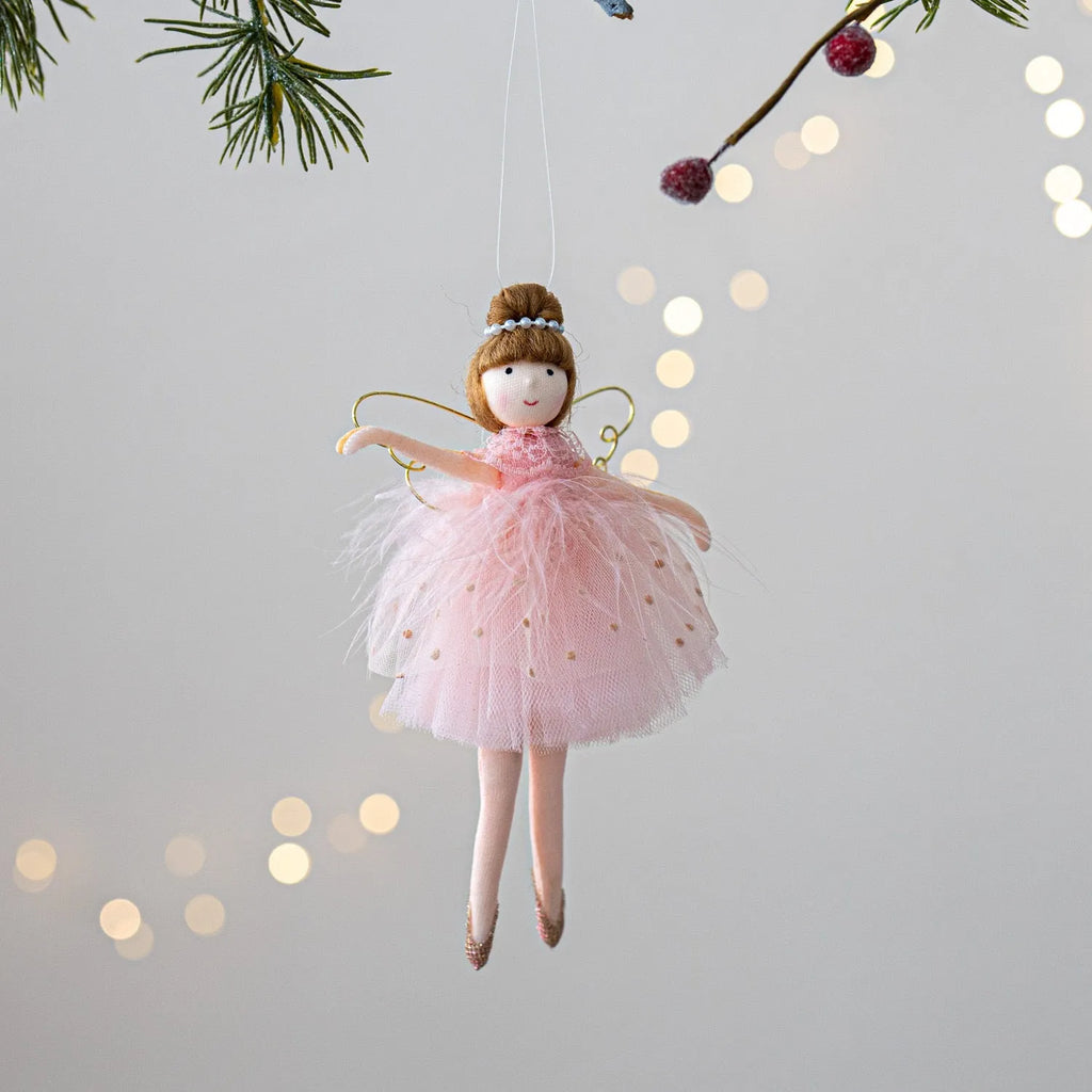 Pink and white ballet girl angel plush doll decorative toy